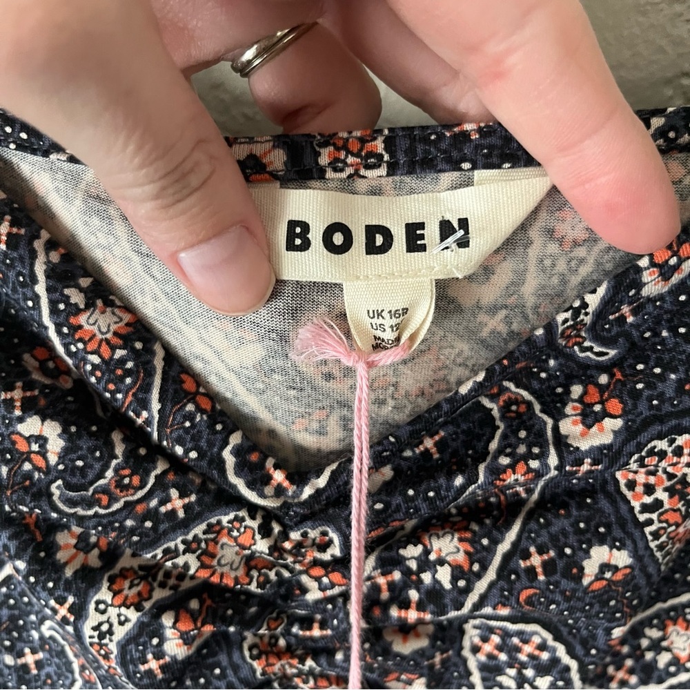 BODEN Sweetheart Neckline Paisley Mini Dress 12R NWT - Picture 9 of 10